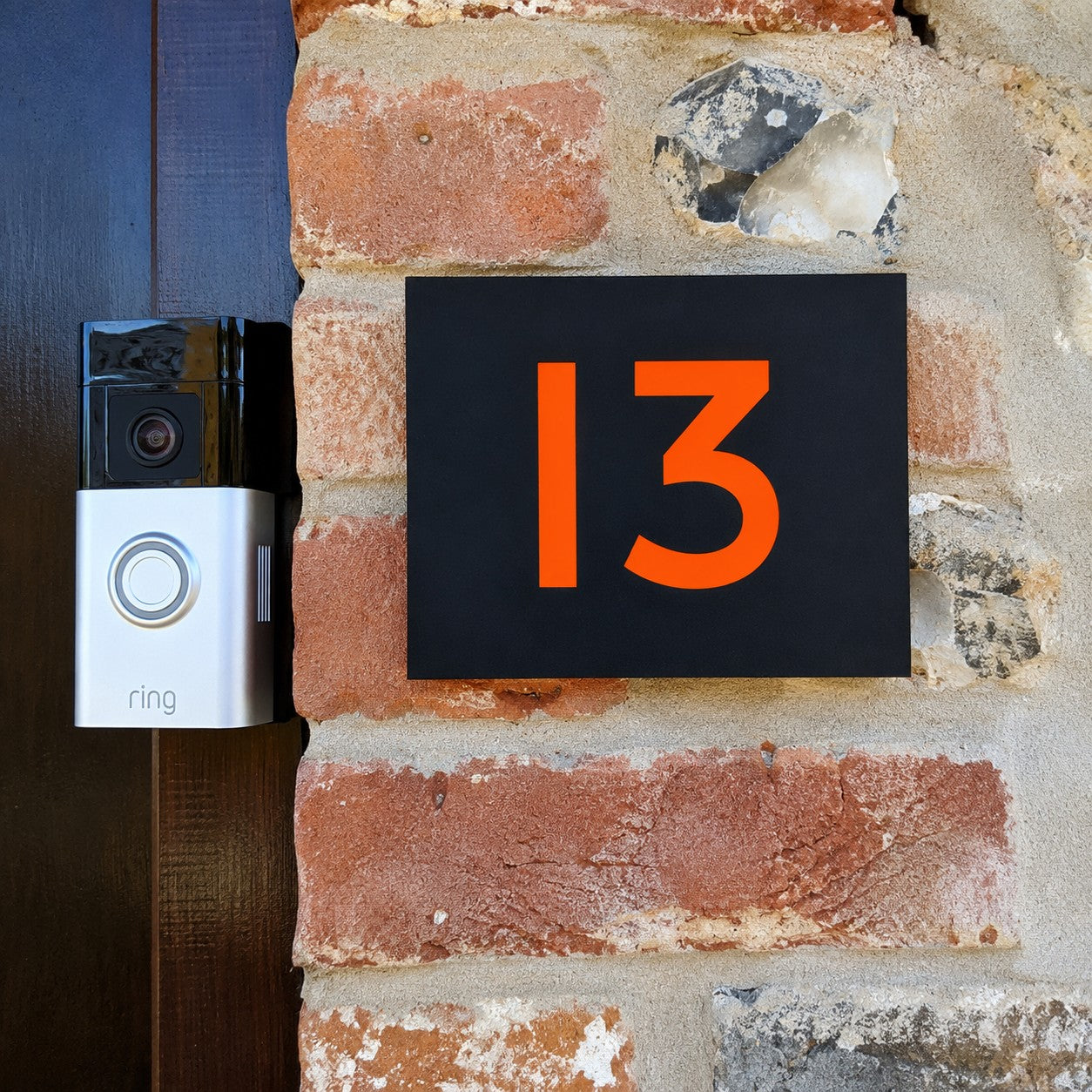 Modern House Number Plaque - Montserrat font - Black Recycled Acrylic