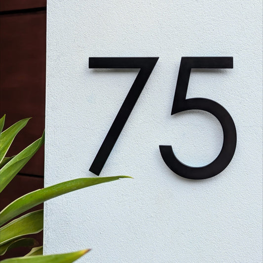Black House Numbers - Powder Coated Stainless Steel - Century Gothic