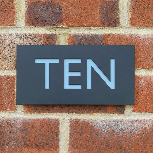 Anthracite Grey House Number Word Plaque - Powder Coated Stainless Steel