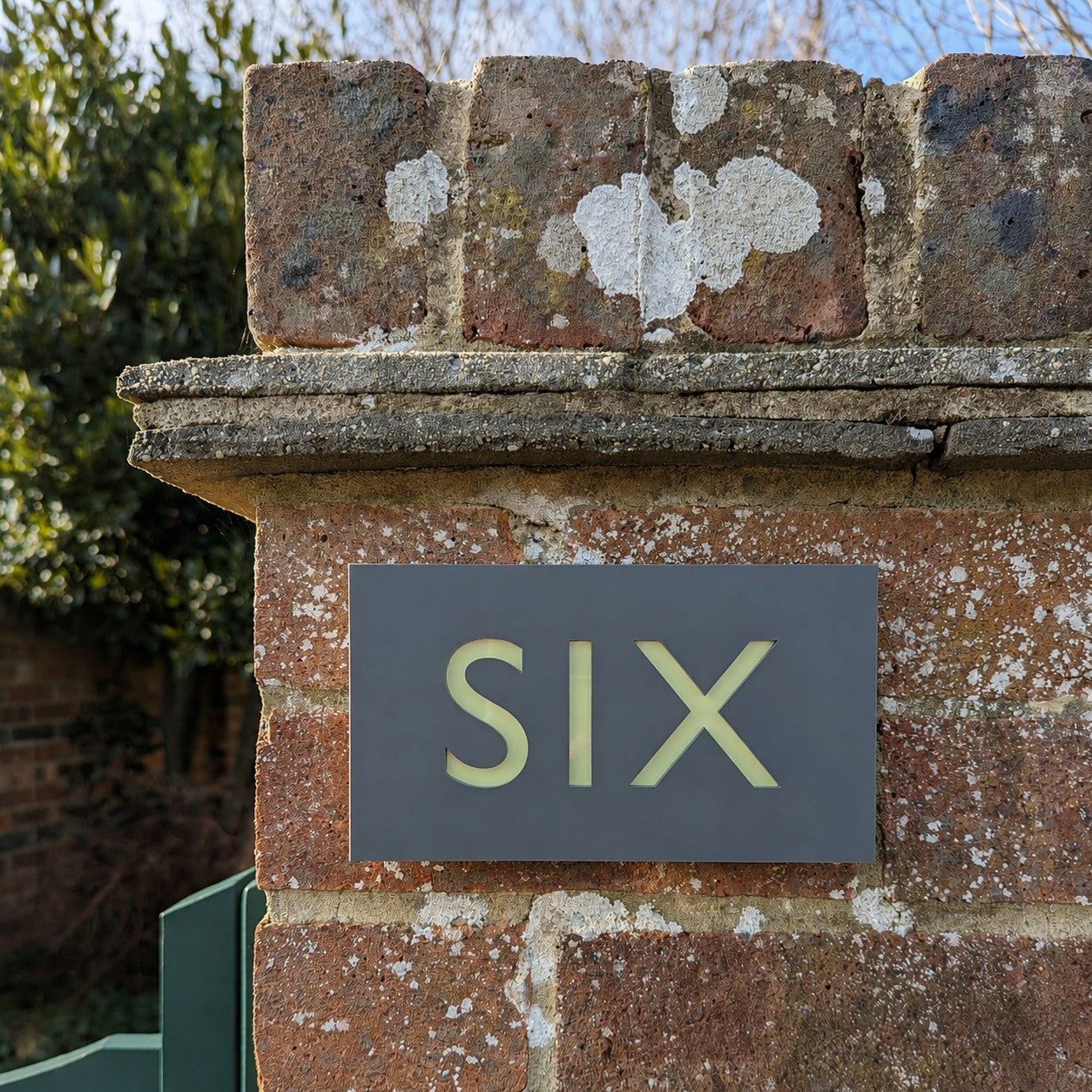 House Number Word Plaque - Grey - Customisable