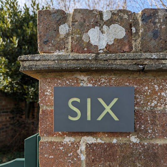 House Number Word Plaque - Grey - Customisable