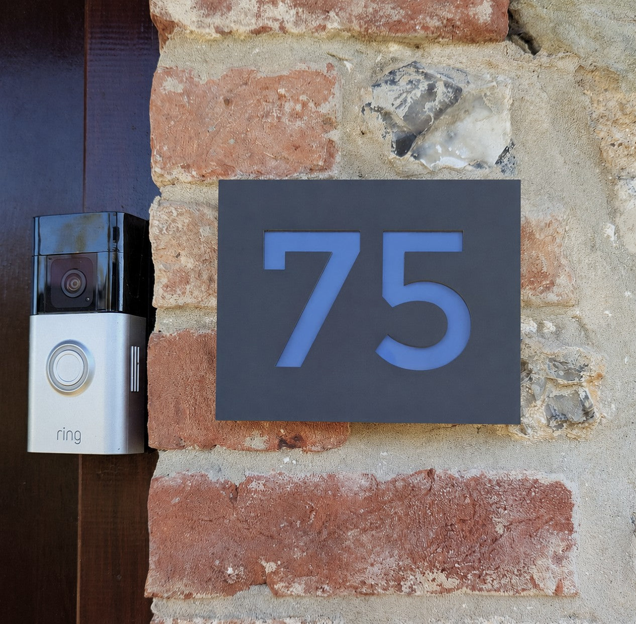 Modern House Number Plaque - Montserrat font - Grey Recycled Acrylic