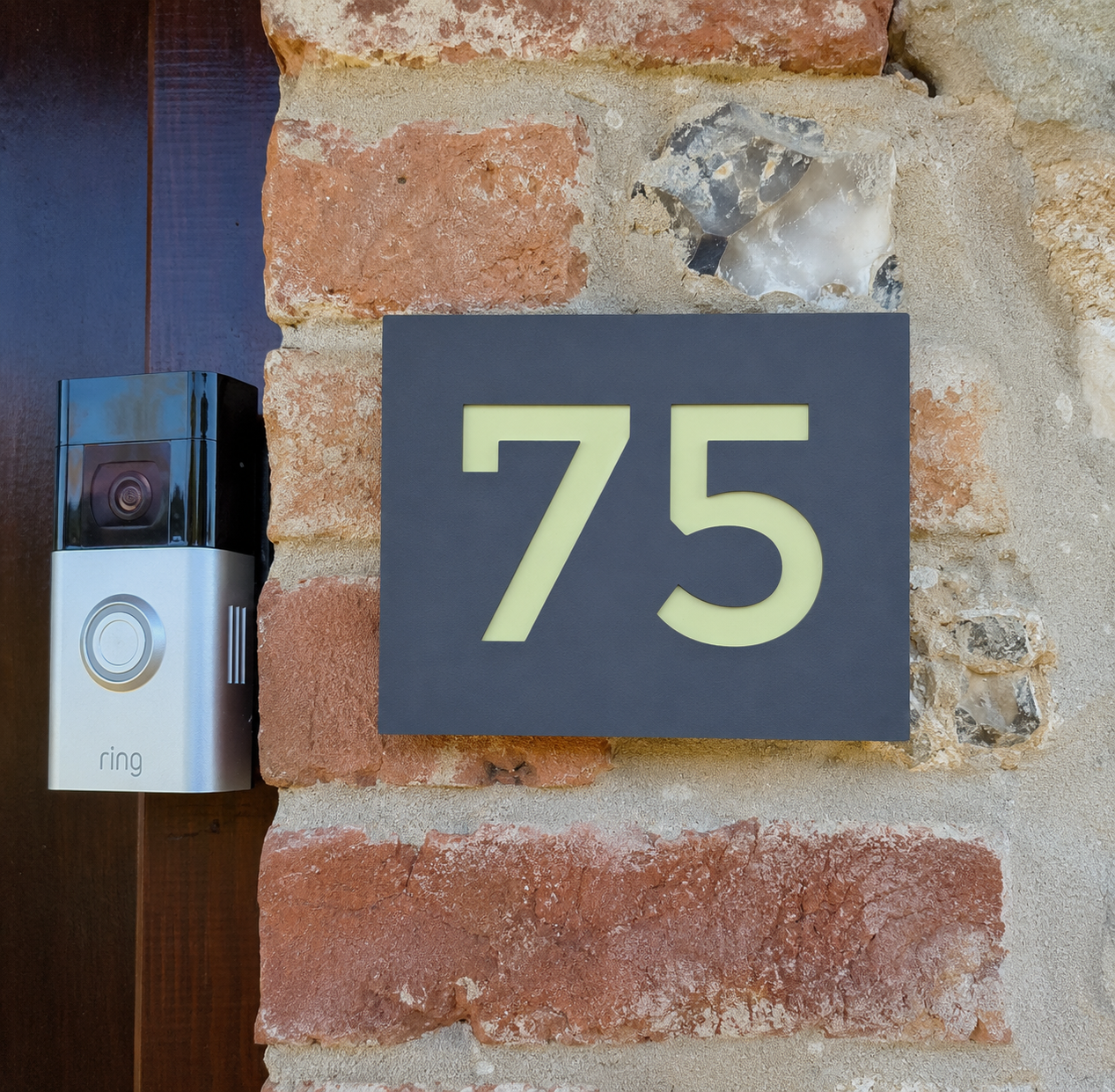 Modern House Number Plaque - Montserrat font - Grey Recycled Acrylic