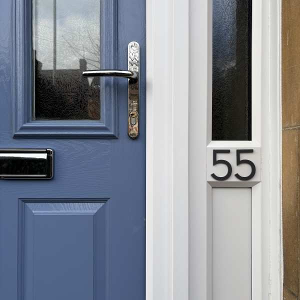 Modern Matt Grey Door Number - stick on fixing