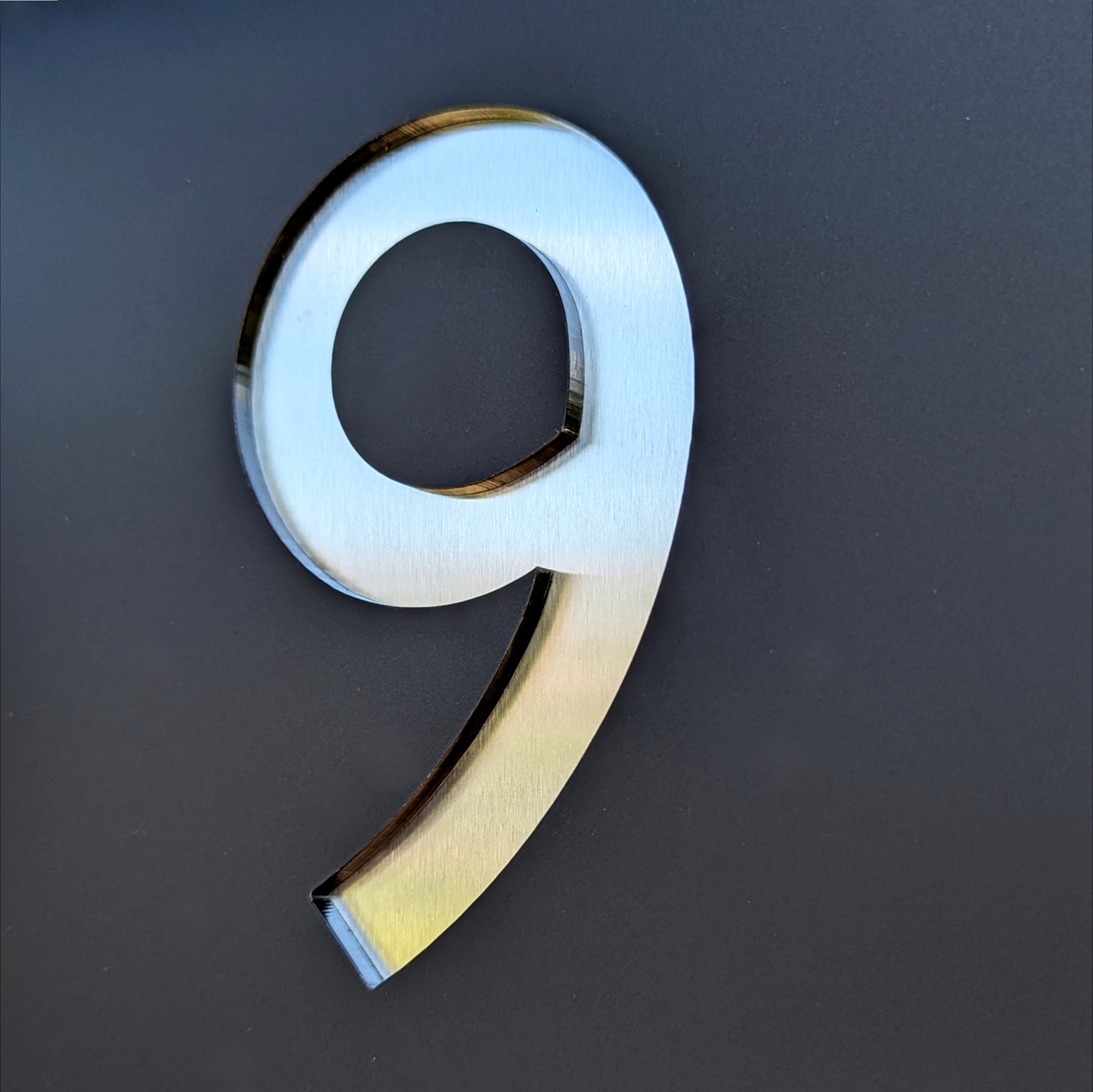 Rectangle House Number Plaque - Gill Sans Font - Black Recycled Acrylic & Stainless Steel