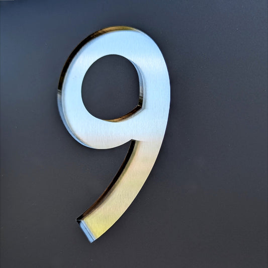 Rectangle House Number Plaque - Gill Sans Font - Black Recycled Acrylic & Stainless Steel