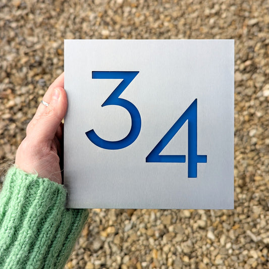 Contemporary Square House Number Plaque