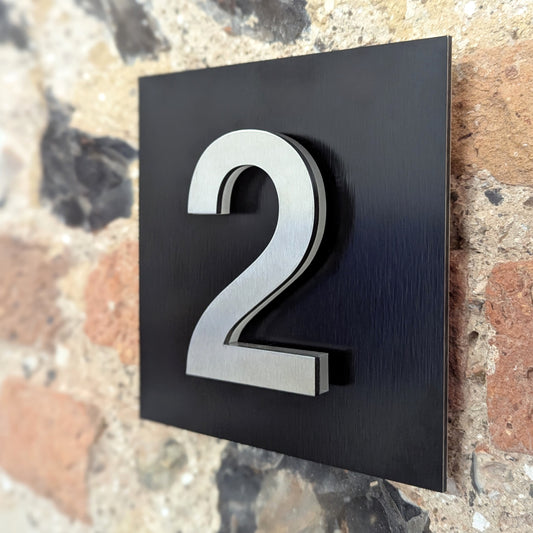 3D House Numbers, mounted onto black