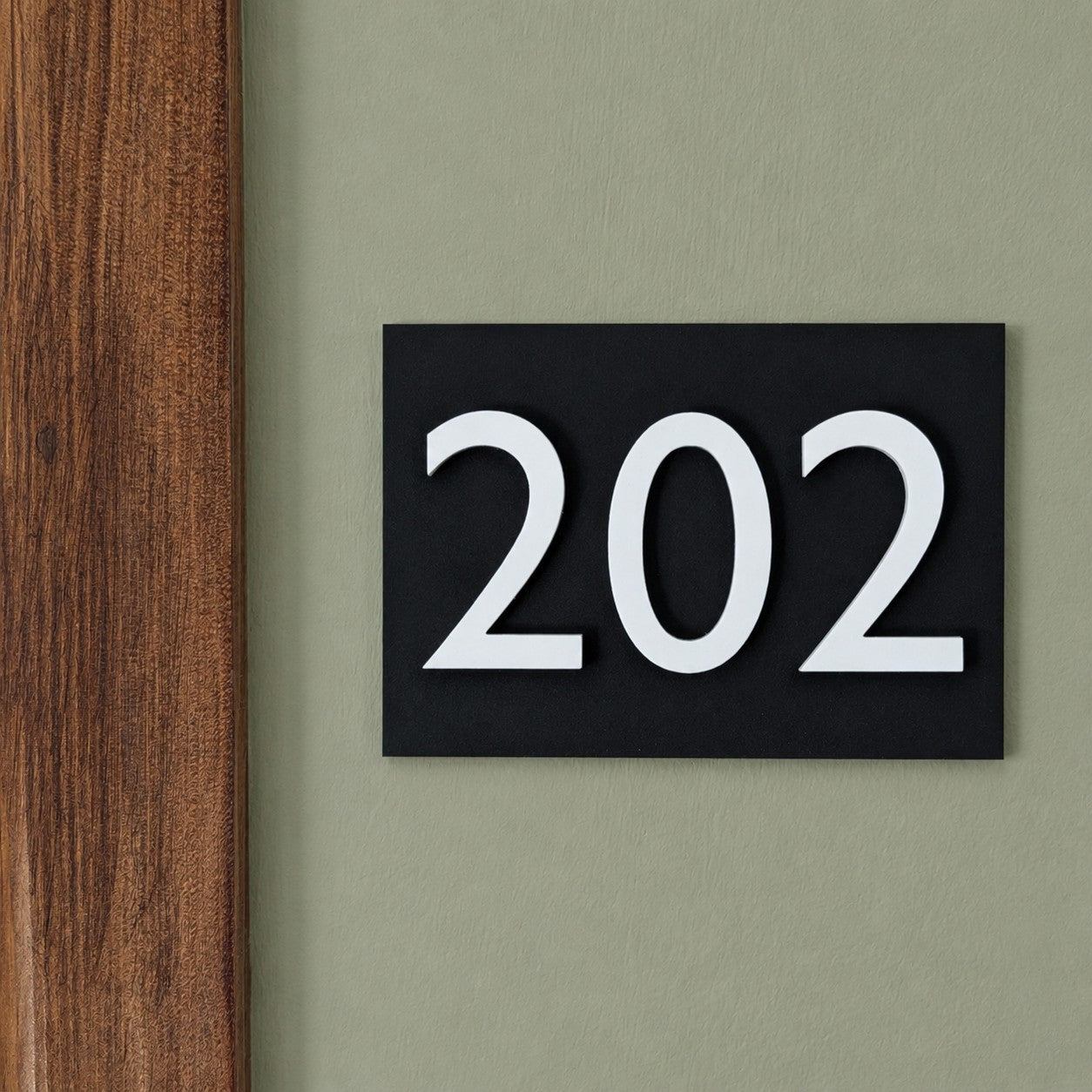 Matt Black Door Number Sign - Gill Sans - Stick on Fixing