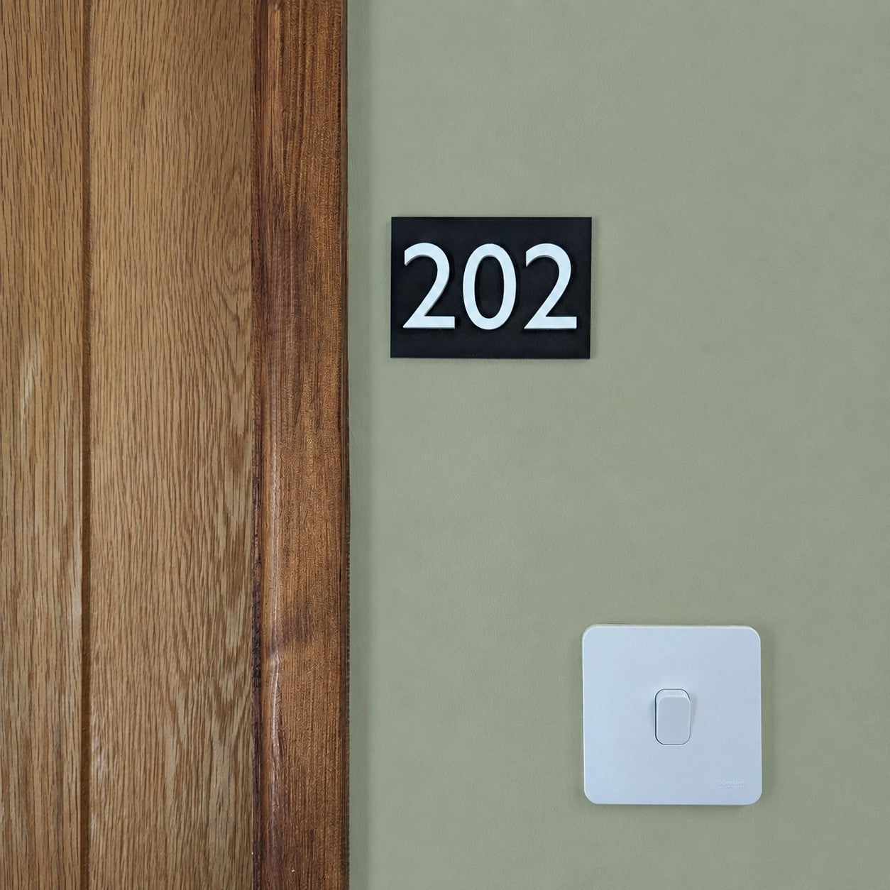 Matt Black Door Number Sign - Gill Sans - Stick on Fixing