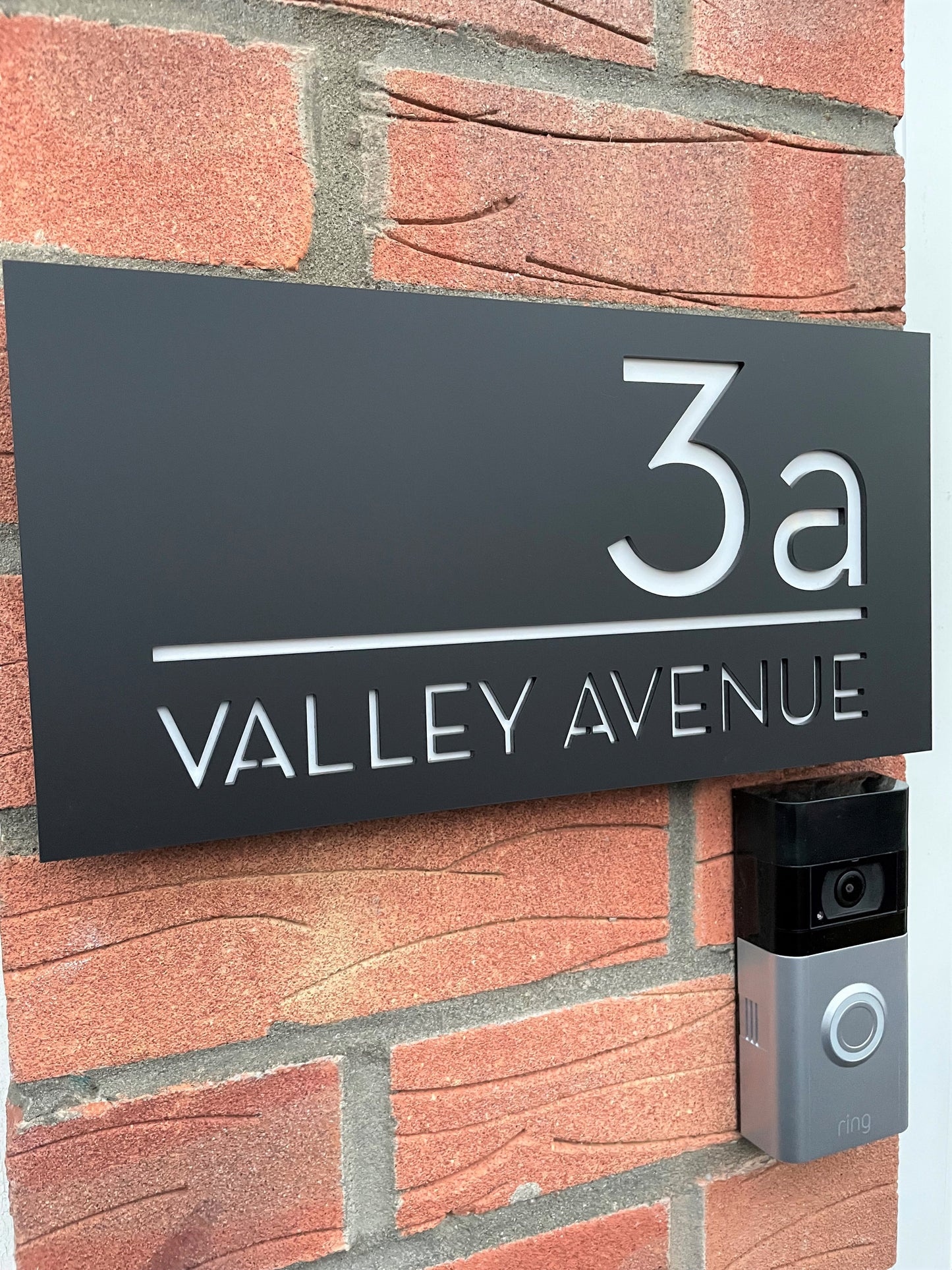 Modern House Number Plaque - Black - Recycled Acrylic - Customisable