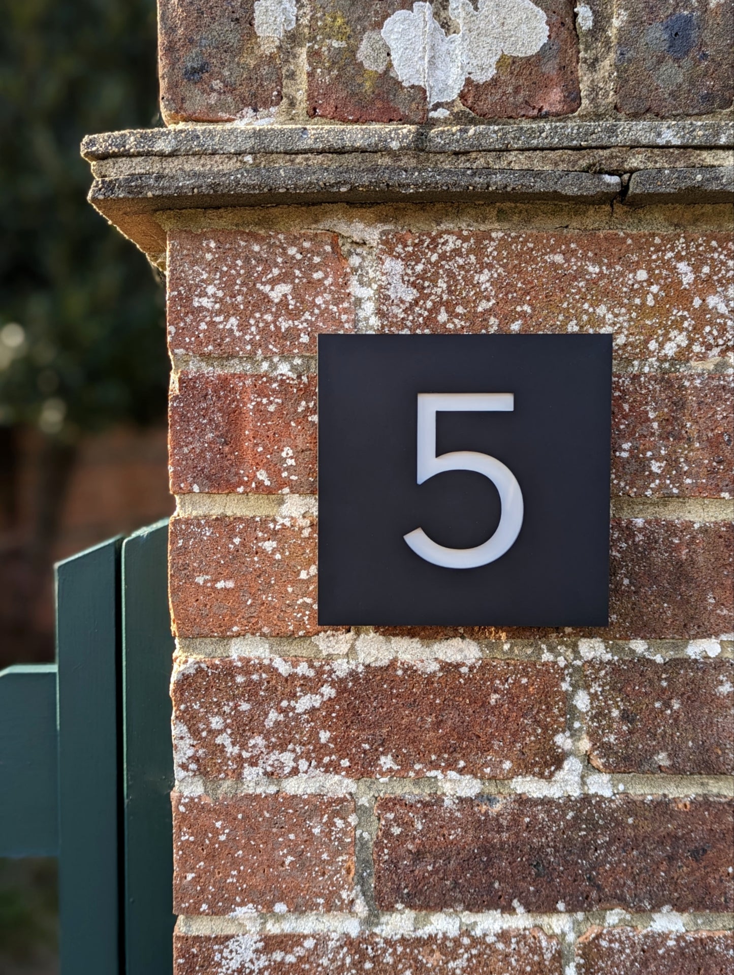Square House Number Plaque - Black - Recycled Acrylic - Customisable