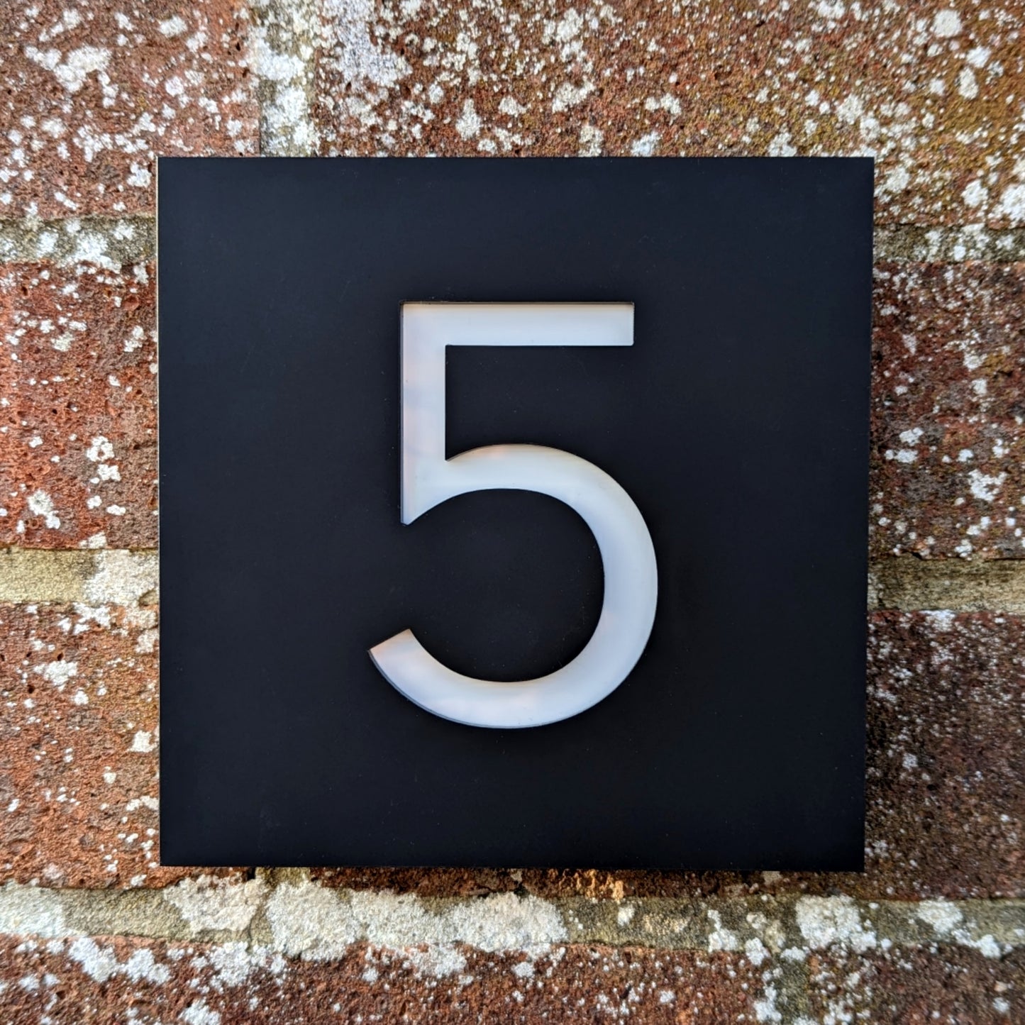 Square House Number Plaque - Black - Recycled Acrylic - Customisable