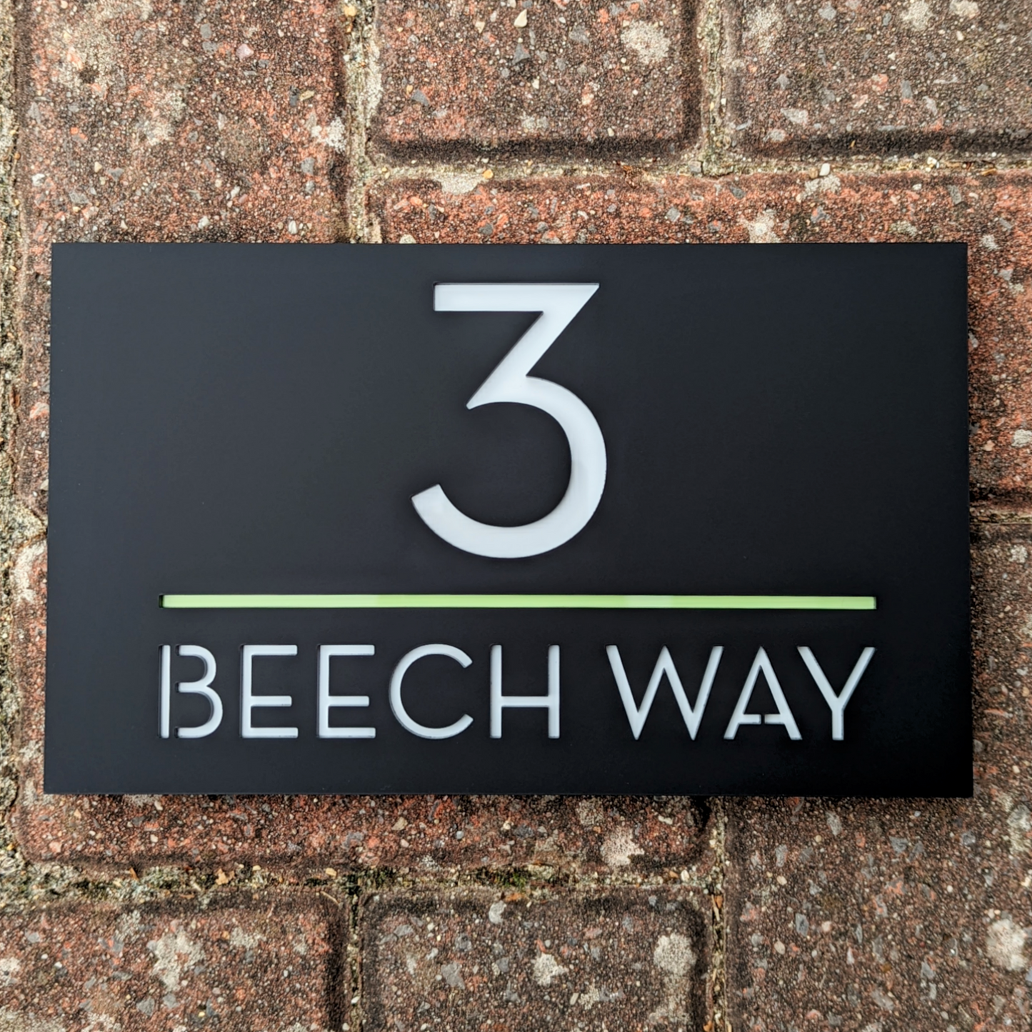 Modern House Number Plaque - Black - Recycled Acrylic - Customisable