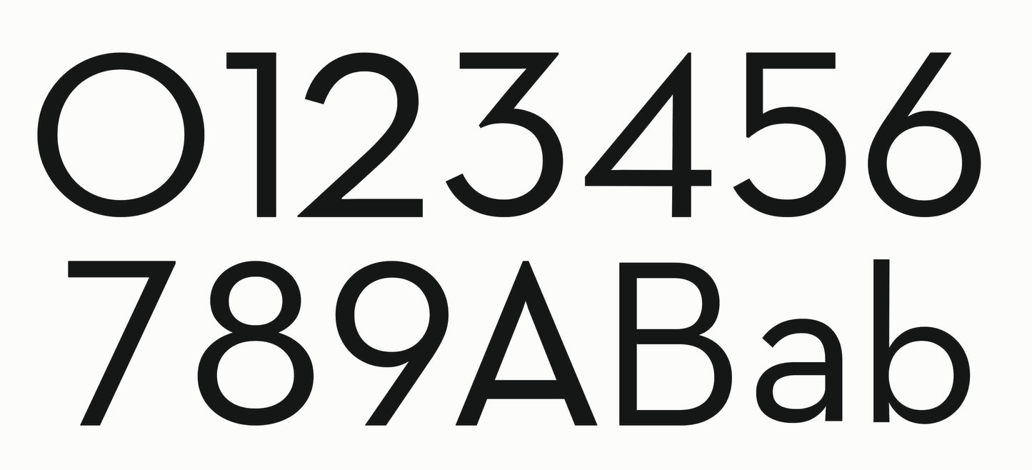 Modern Matt Black Door Number - Stick on Fixing