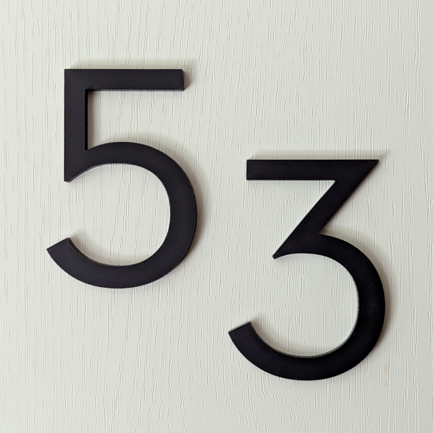 Modern Matt Black Door Number - Stick on Fixing