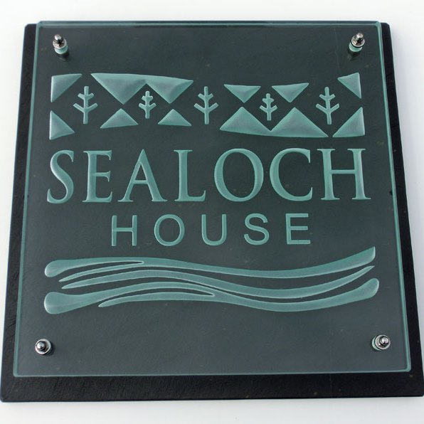 Glass house number , engraved house number, slate house number , modern house number , house number plaque , contemporary house number , glass and slate house names , glass house name plaques , slate house names