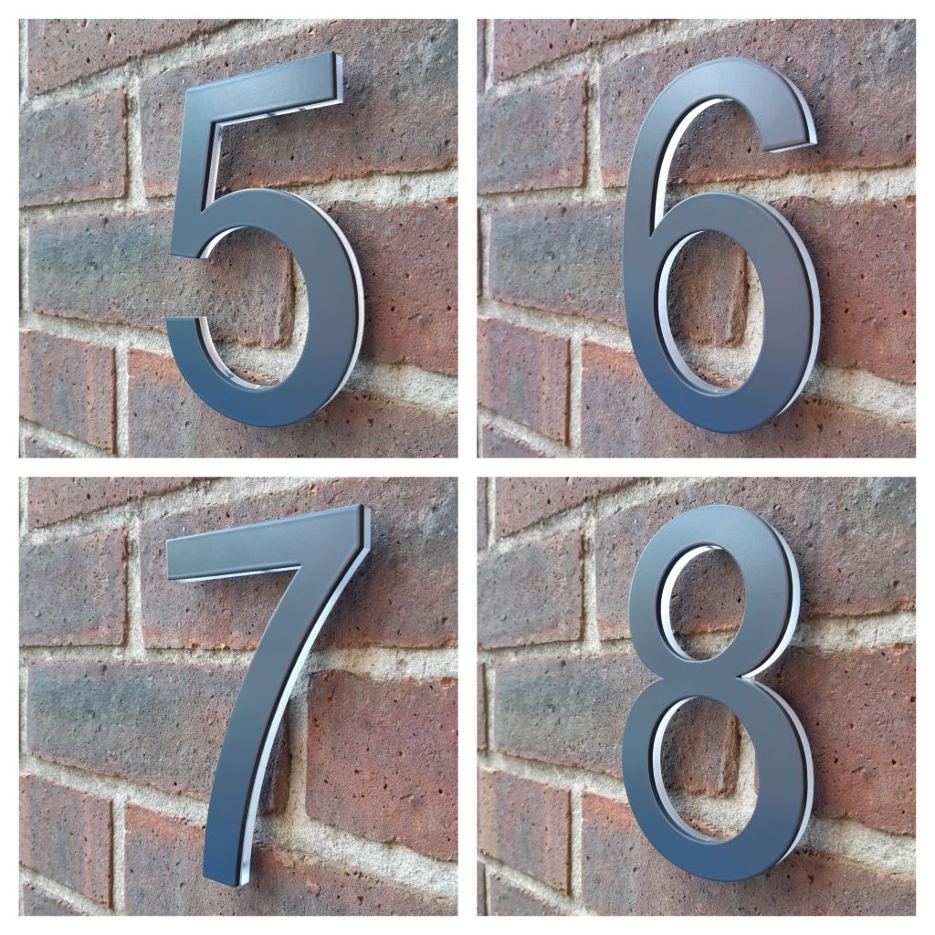 Anthracite grey house number, grey house number, grey door number, anthracite grey 3D house number, 3D house number, chunky house number, eye catching house number, anthracite grey 7016, 7016 house number, RAL 7016 