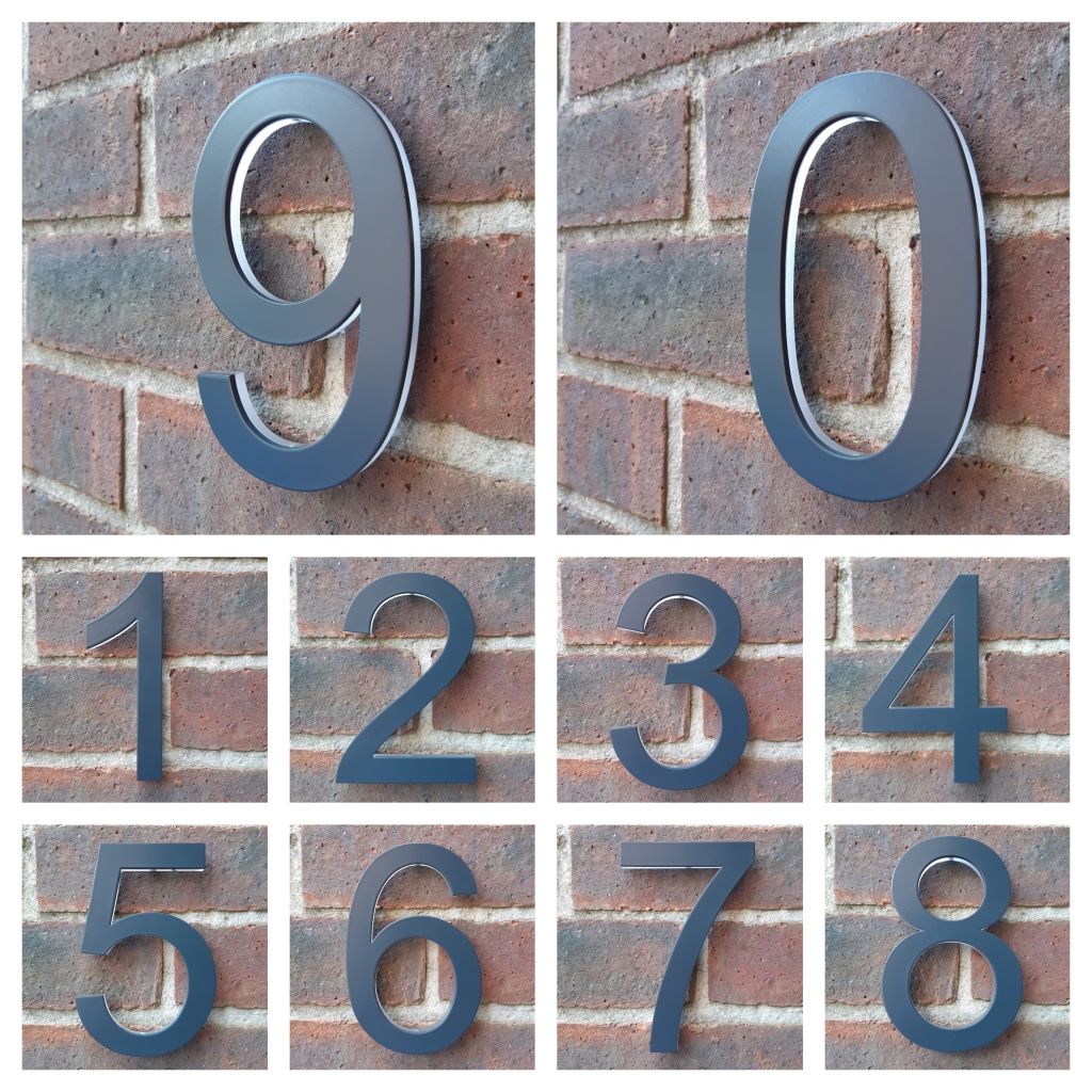 Anthracite grey house number, grey house number, grey door number, anthracite grey 3D house number, 3D house number, chunky house number, eye catching house number, anthracite grey 7016, 7016 house number, RAL 7016 