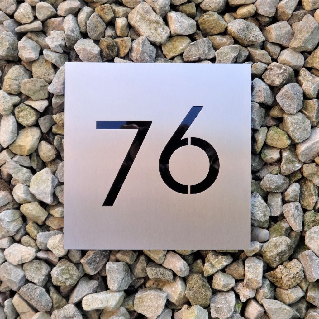 Stainless steel house number , House number plaque , square house number , Stainless Steel and black house number , Geometric house number , custom made house number