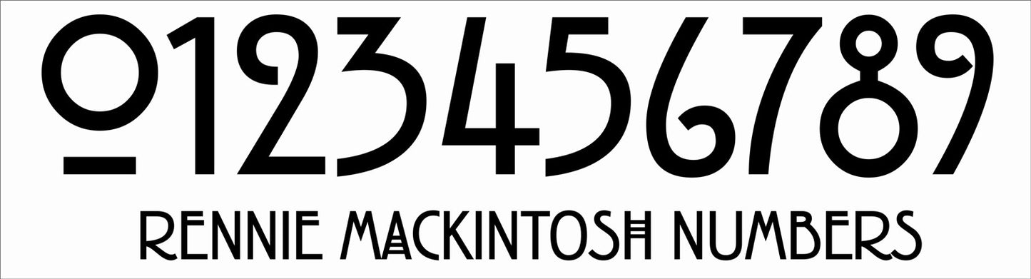 Decorative Mackintosh Font House Number Plaque
