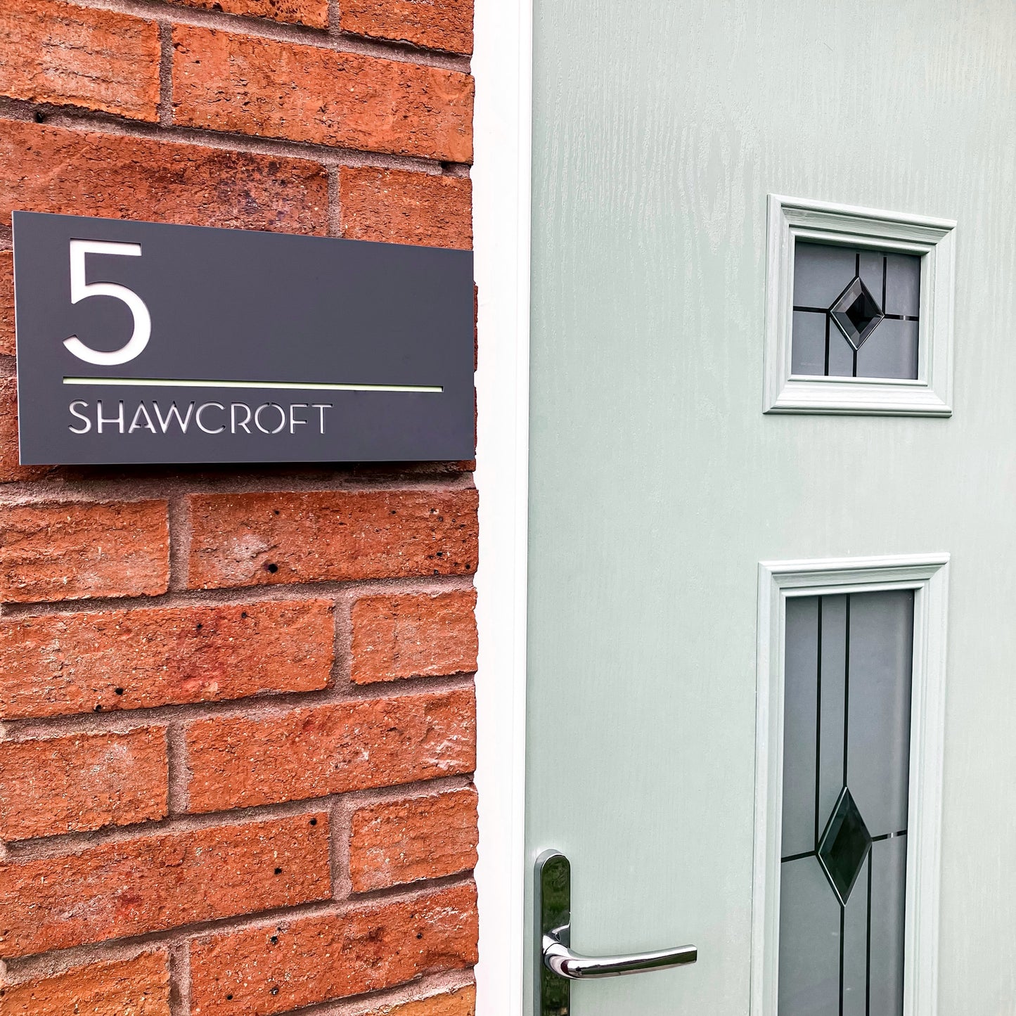 Modern House Number Plaque - Grey - Customisable - Acrylic