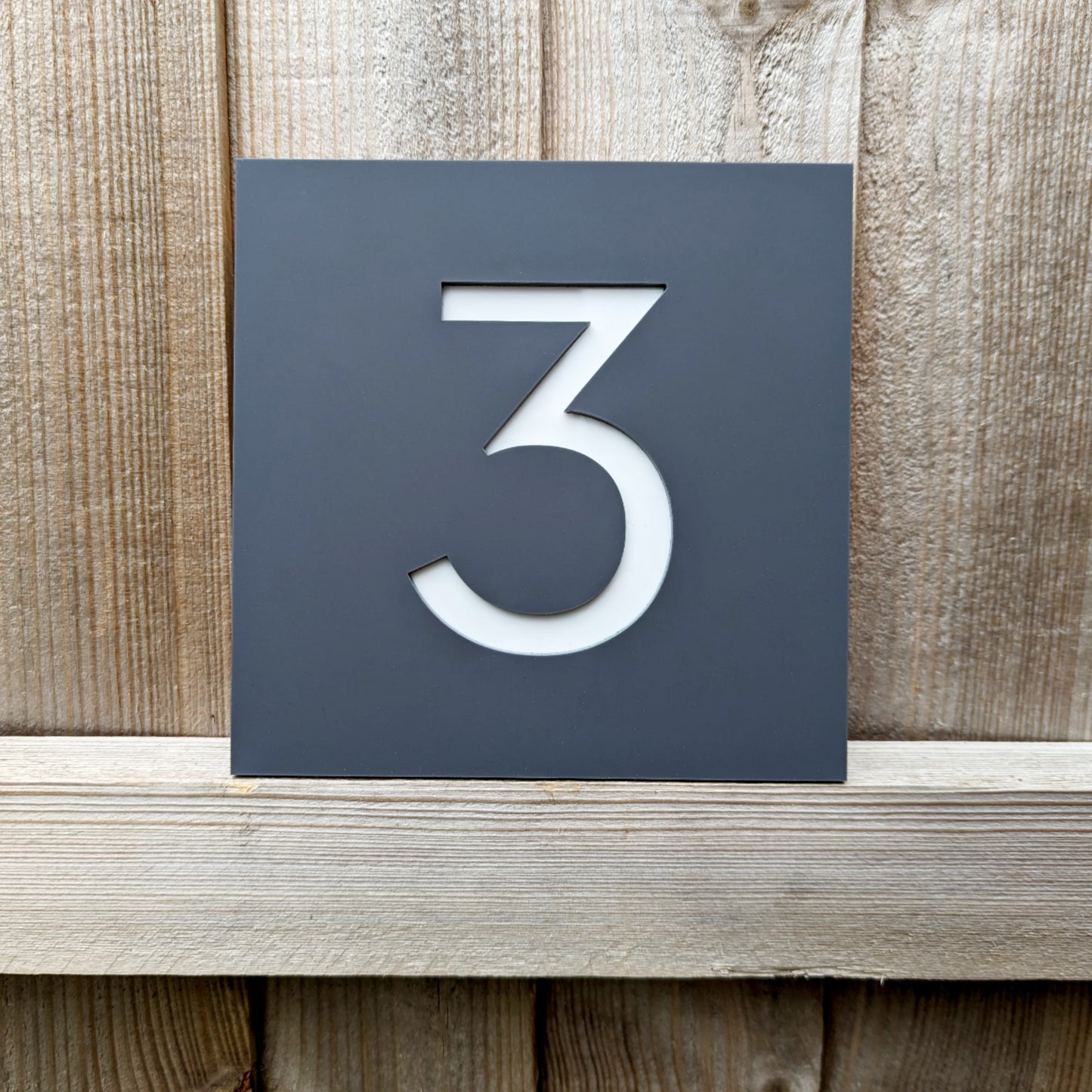 Square House Number Plaque - Grey - Recycled Acrylic - Customisable