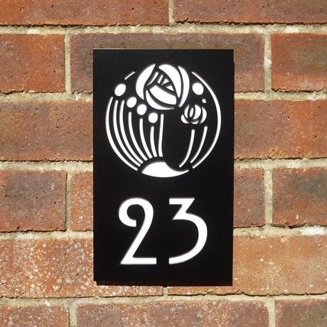 House number plaque , decorative house number plaque , black house number , black house number plaque , Art deco style house number , Art deco style house number plaque , 