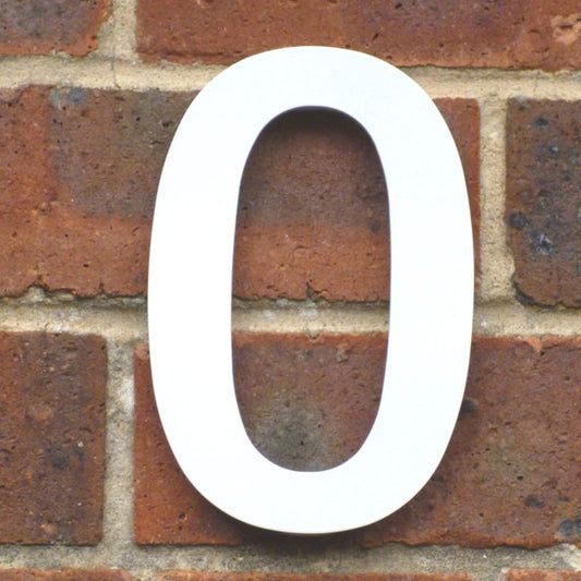 SALE White Helvetica House Number 0 150mm