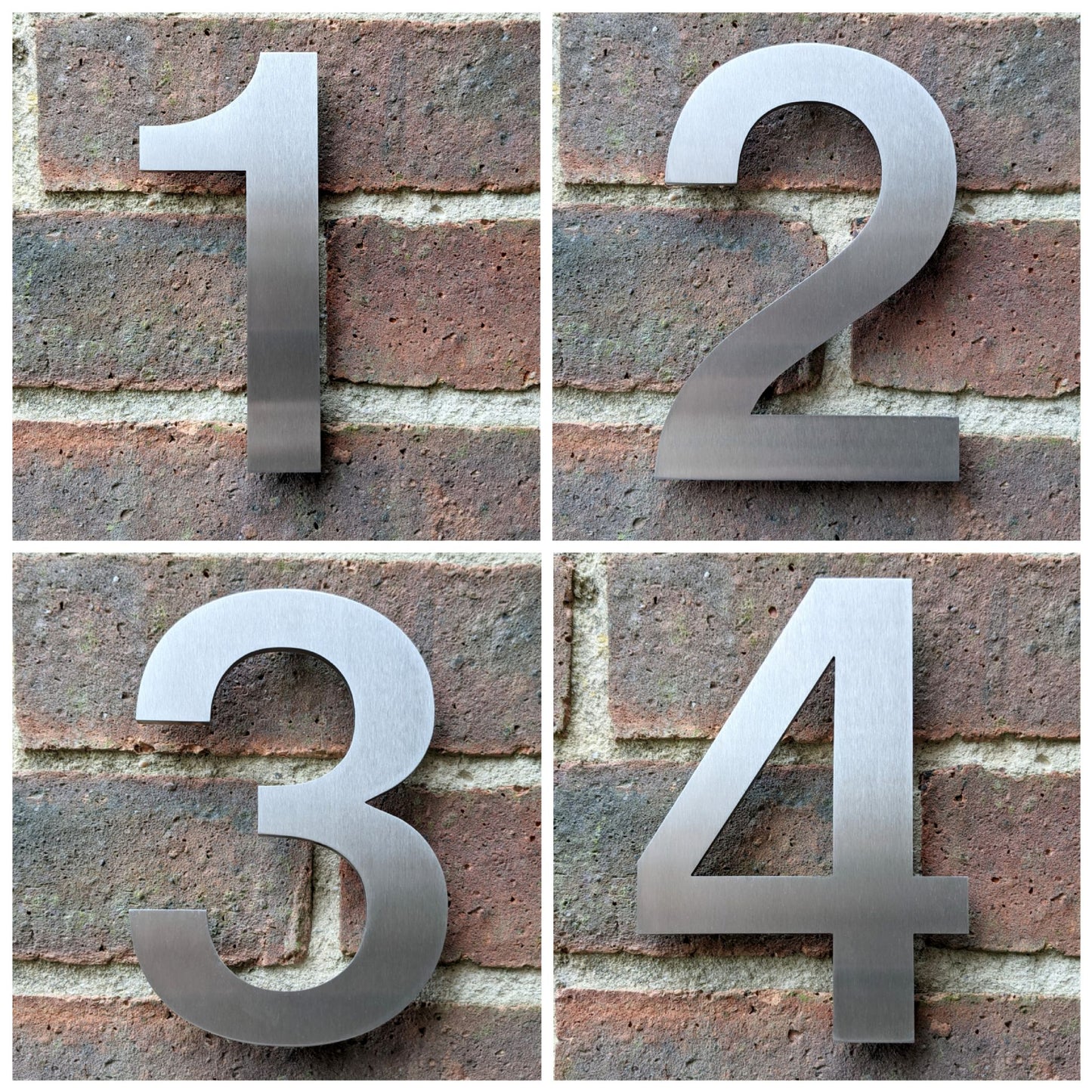 Stainless steel house number , house number , Helvetica house number ,  Stainless steel door number , modern house number , contemporary house number , house number made in the UK , Helvetica , hand finished house numbers