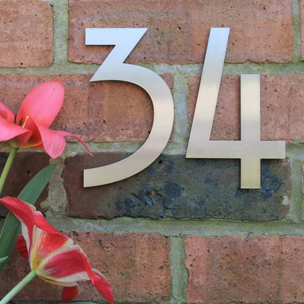 Stainless steel house number , house number , Mackintosh house number ,  Stainless steel door number , modern house number , contemporary house number , house number made in the UK , Mackintosh , hand finished house numbers