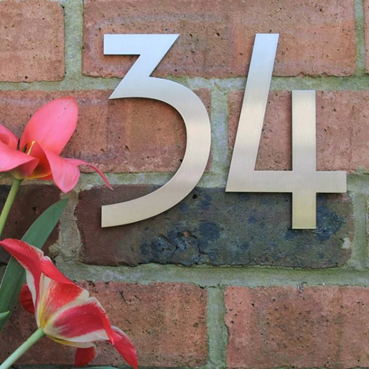 Stainless steel house number , house number , Mackintosh house number ,  Stainless steel door number , modern house number , contemporary house number , house number made in the UK , Mackintosh , hand finished house numbers