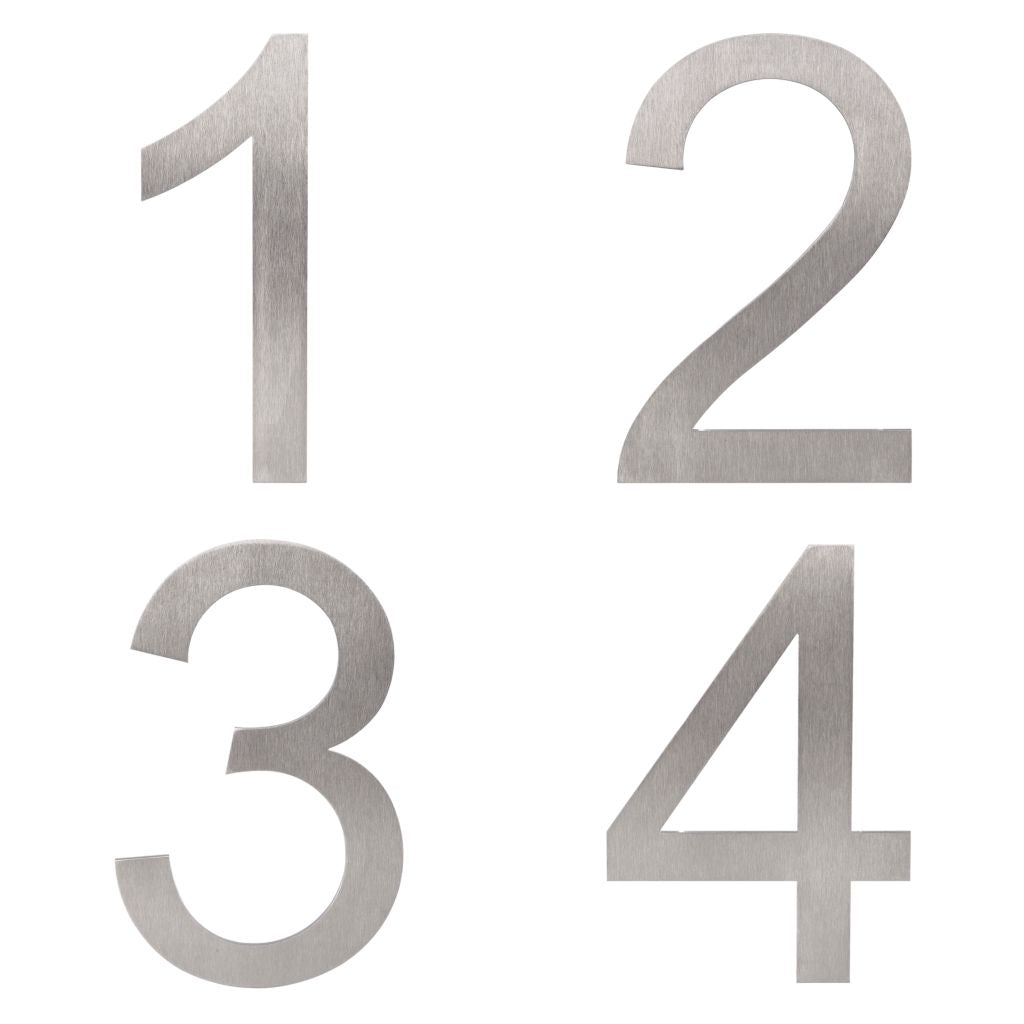 Stainless steel house number, house number, Sans Serif house number, modern house number, contemporary house number, hand finished house numbers