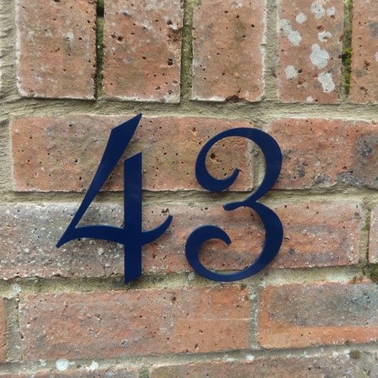Blue house number , powder coated house number , custom coating house number , house number , stainless steel house number
