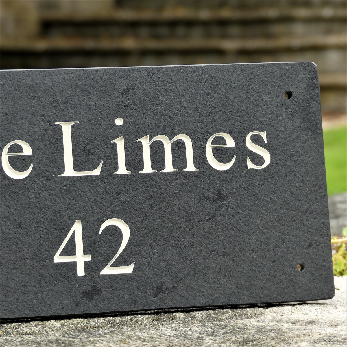 Personalized Slate House Sign - 16" X 4", Custom Name Or Number, Engraved Natural Grey Slate, Wall Mounted