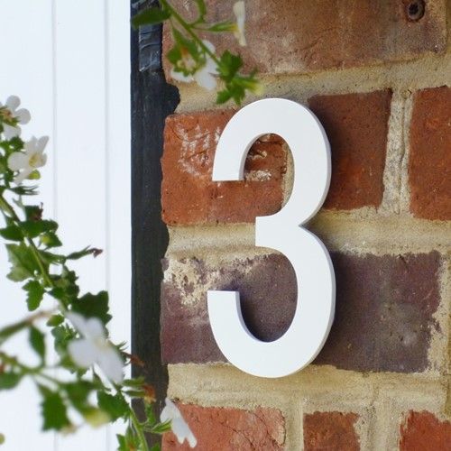 White house number , stainless steel house number , powder coated house number , hand finished house number ,  floating house number